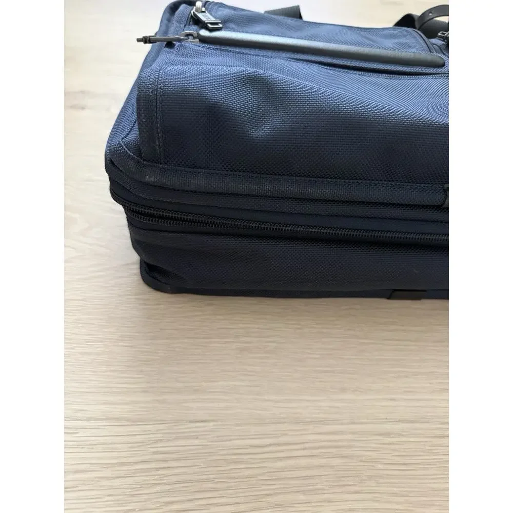 Tumi Alpha 26141 Gen 4 Expandable Organizer Briefcase Navy Blue Nylon w/ Strap